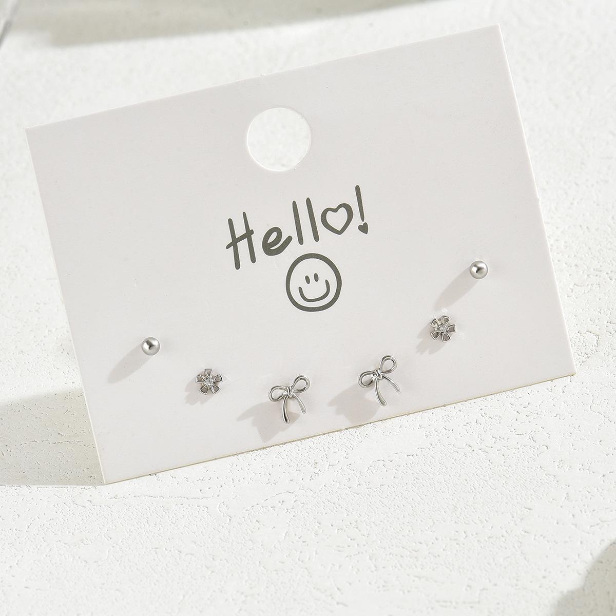 

Simple earrings earrings set female star bow inlaid zircon versatile stud earrings