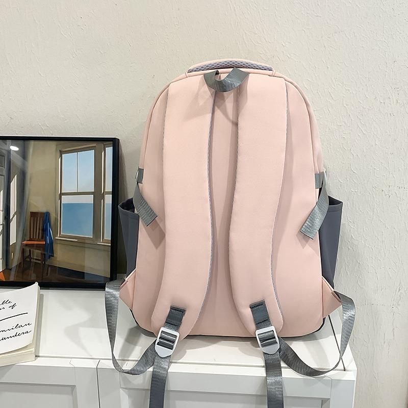 Neuer, hochwertiger, frischer und süßer Rucksack mit farblich abgesetzten Einsätzen, Rucksack mit großem Fassungsvermögen für Mittelschüler