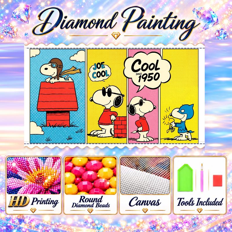Snoopy Peanuts Diamond Painting Kit 5D Full Drill DIY Diamond Mosaic Wall Art Home Decor