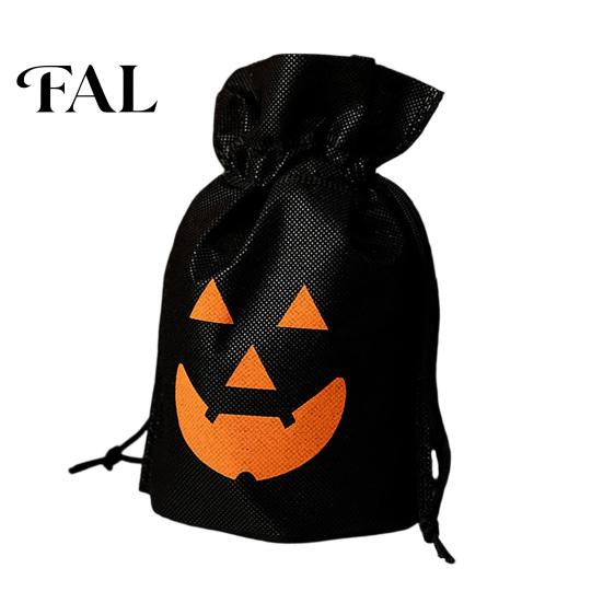 Halloween Pumpkin Bags for Kids 5 Pcs Treats Bag, Non-woven Fabric Candy Portable Snack Drawstring Goodie Party Favors Lightweight Totes Sweets