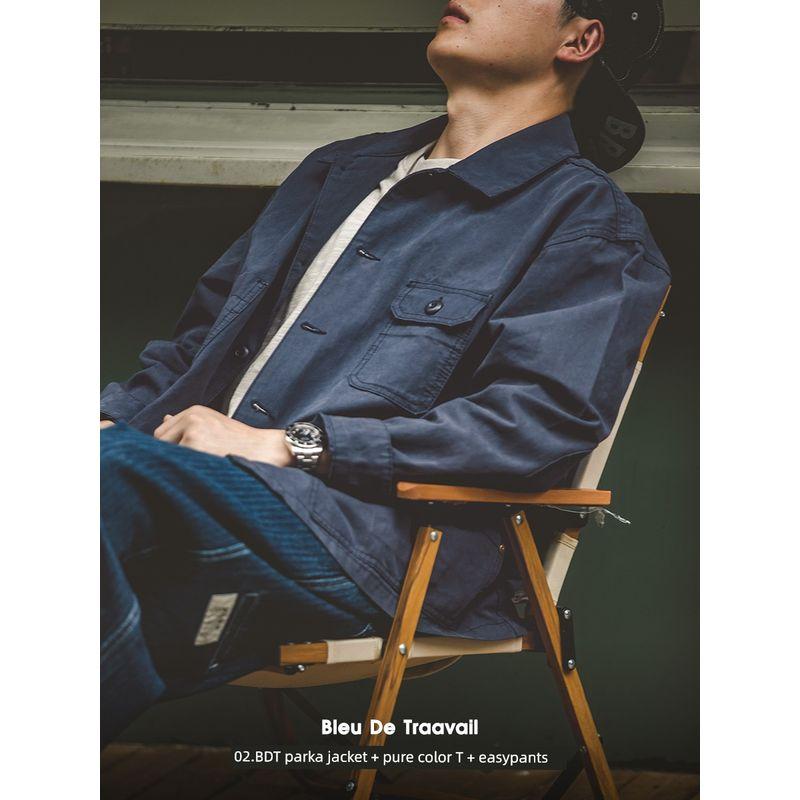 Madden French Style Retro Navy Blue Lapel Spring Overalls