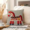 2D flat- Bohemian Folk Art Horse Print Linen Throw Pillow Cover Home Decor Cushion Case for Sofa Couch Bedroom