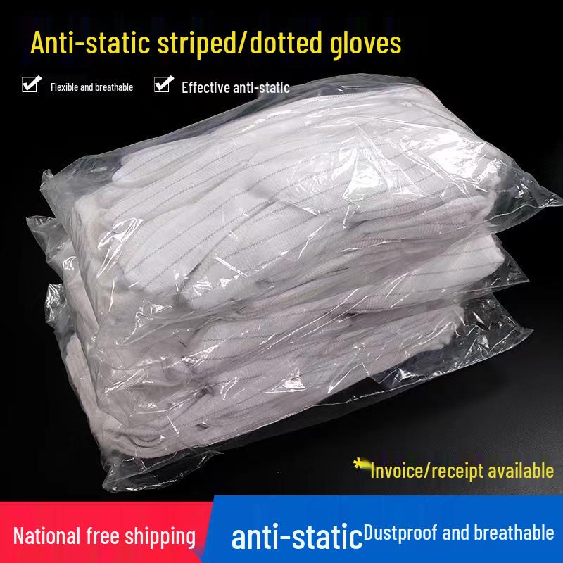 Antistatische gestreifte Handschuhe mit Anti-Rutsch-Punkten - Dünn, staubfrei, für die Elektronikindustrie
