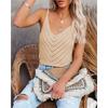 Fashion Hollow Out Women's Tank Top V Neck Loose Solid Color Strap Large Sleeveless Knitted Strap Vest Ladies Summer Elegant Sweet Basic Simple Tops