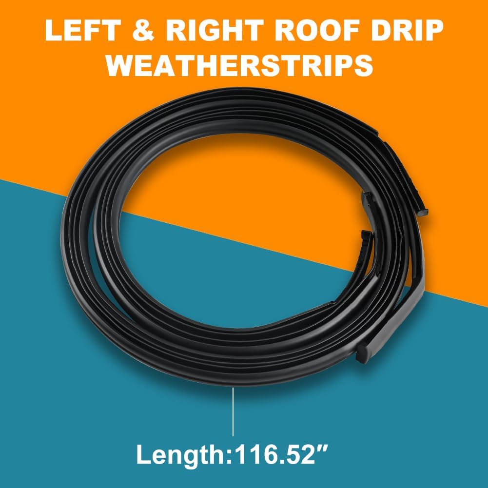 JDMON Roof Drip Molding Strips Weatherstrip Compatible with Toyota Yaris Sedan 2007-2012, Replace 7555152160 7555252140, Left and Right, 2 PCS