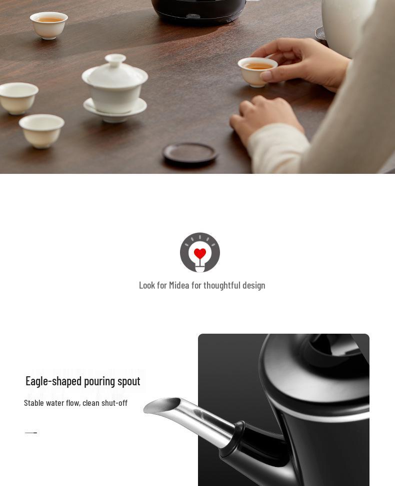 Midea Electric Tea Kettle with High Power Boiling and Tea Infuser, Model MK-PCE071