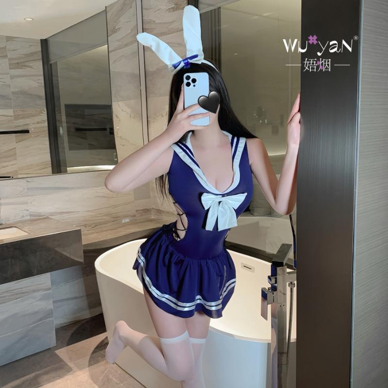 Sex Underwear Pure Desire School Bunny Uniform Qn Free Open Gear Swimsuit Women's Strap Dead Tank Water Skirt