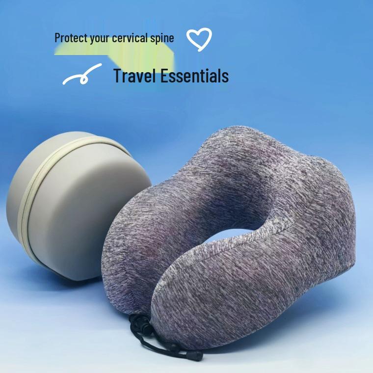 Ice Silk Memory Foam U-Shaped Neck Pillow: Customizable, Slow Rebound, Portable Headrest for Office Naps and Travel
