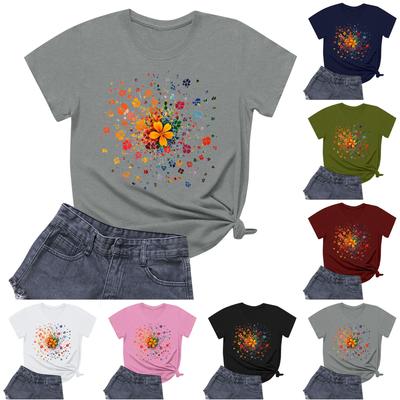 Lässiges, bedrucktes T-Shirt mit Rundhalsausschnitt und kurzen Ärmeln für Damen