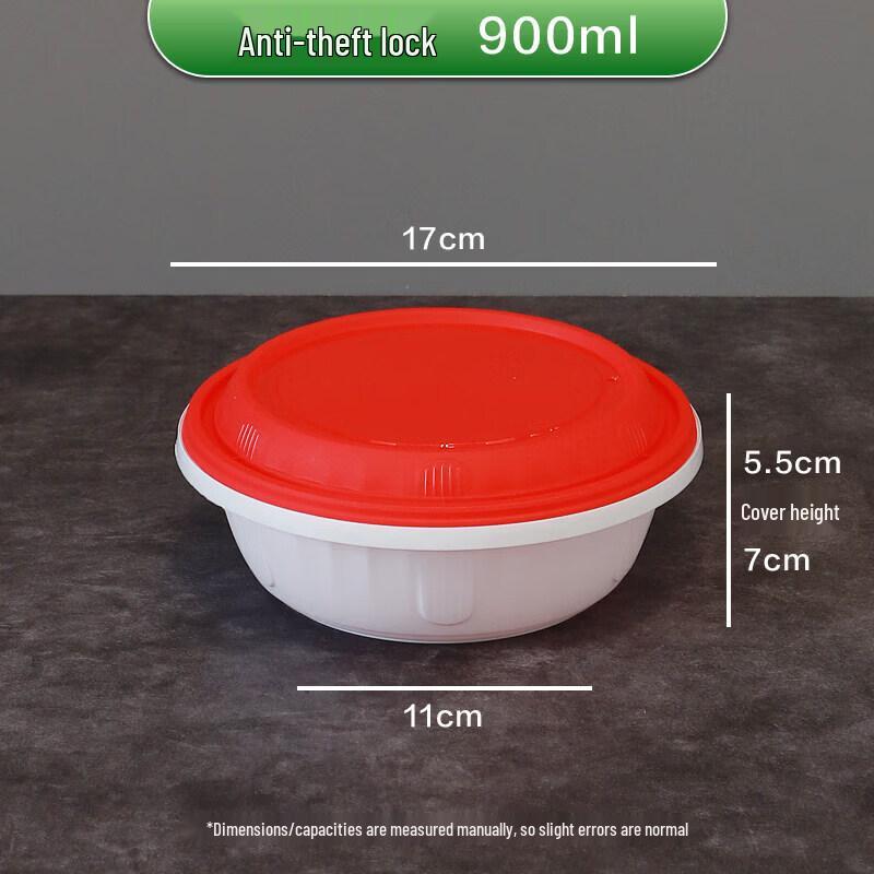 Disposable Round Plastic Takeaway Container with Anti-theft Buckle