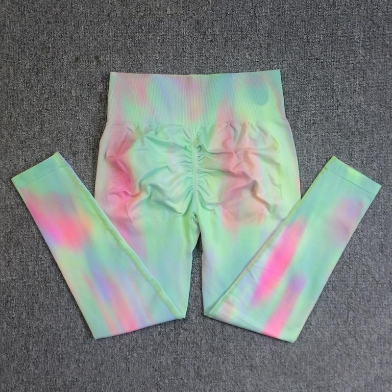 New Aurora Double Hip Lift Tie-dye Yoga Pants Running Fitness Pants Training Leggings Yoga Clothes Sweatpants