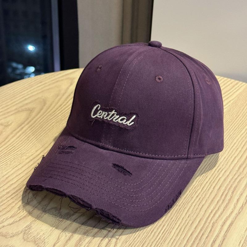 Ripped peaked cap men's embroidered hard top hat shows a small face, wide brim baseball cap women's enlarged and deepened