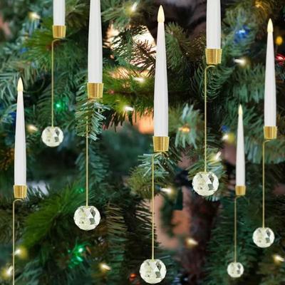 Christmas Tree Candles with Remote Timer Flameless LED Taper Candles with Clear Ball/Snowflake/Icicles Drop Flickering Fake Candles