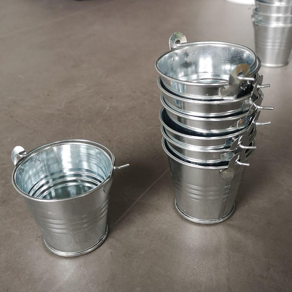 With Handle Bucket Shot Glass Portable Tiny Pail Cup Creative Metal Drinking Cup Bar