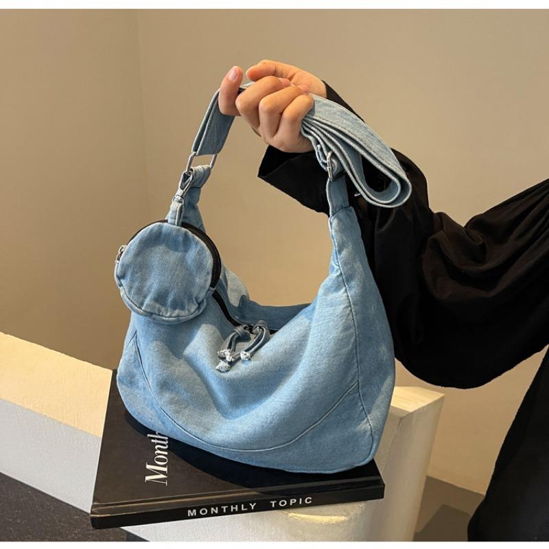Denim Dumpling Bag Bag Female New Simple Solid Color Ladies Shoulder Crossbody Casual Lightweight Girl Bag