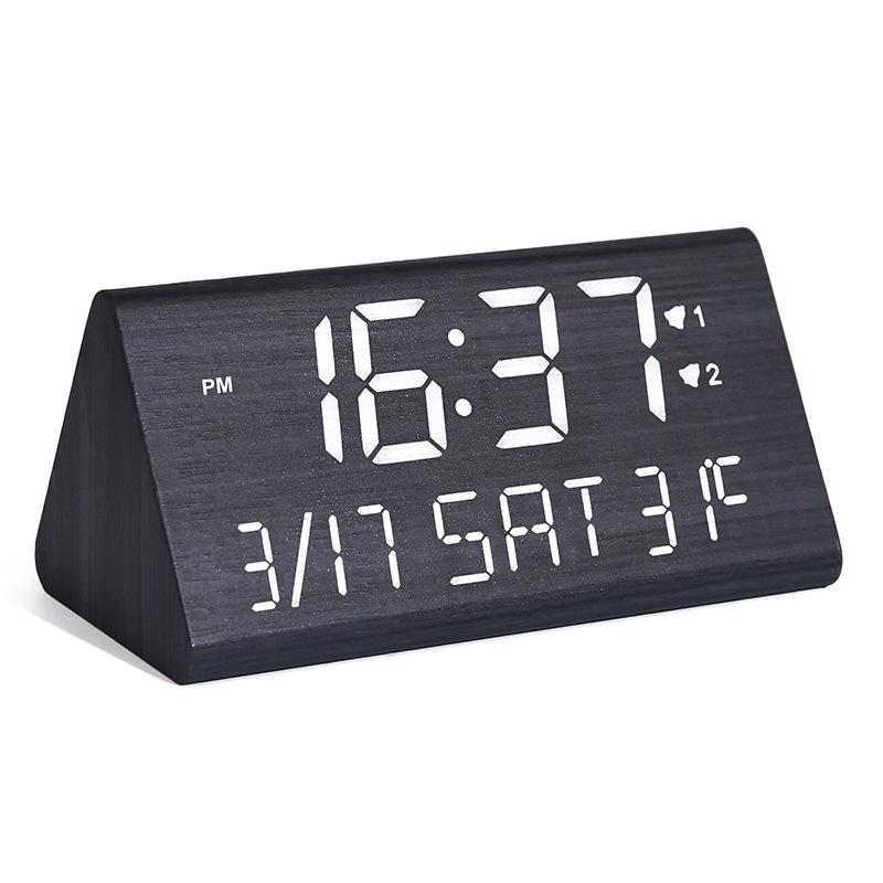 

Perpetual Calendar Alarm Clock Wooden Thermometer Calendar Week Digital Electronic Clock Intelligent