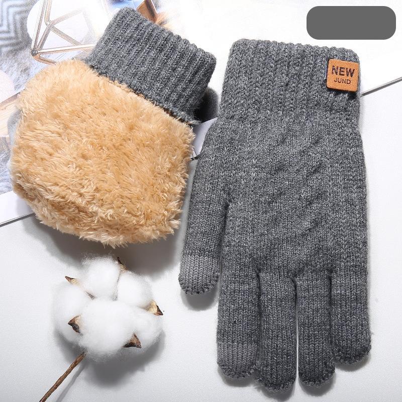 Gloves Men's Wool Knitted Handsome Cycling High-end Warm Plus Velvet Thick Winter Touch Screen Gloves