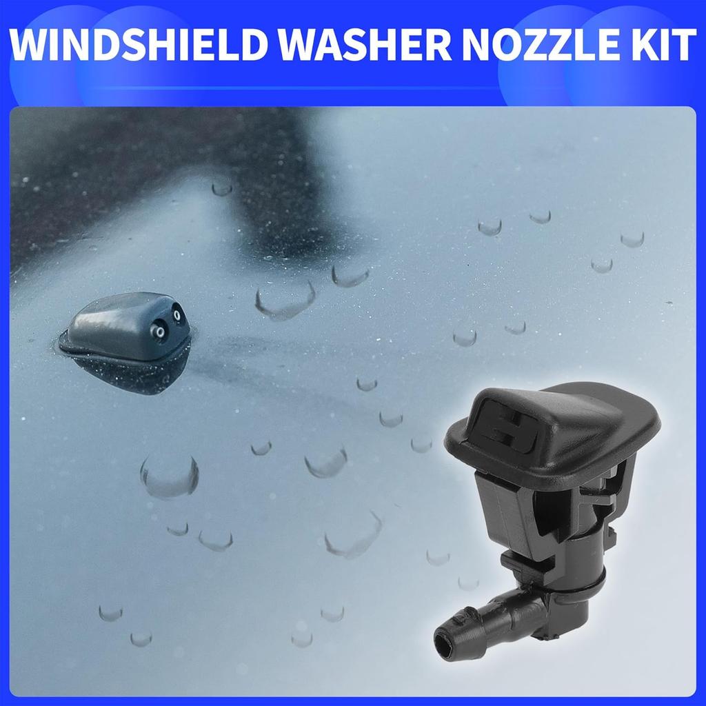 Windshield Washer Nozzle Kit for Jeep Wrangler JK 2013-2017 | Front Windshield Spray Nozzles Wiper Jet No.68164356AB | Black | 1 Set