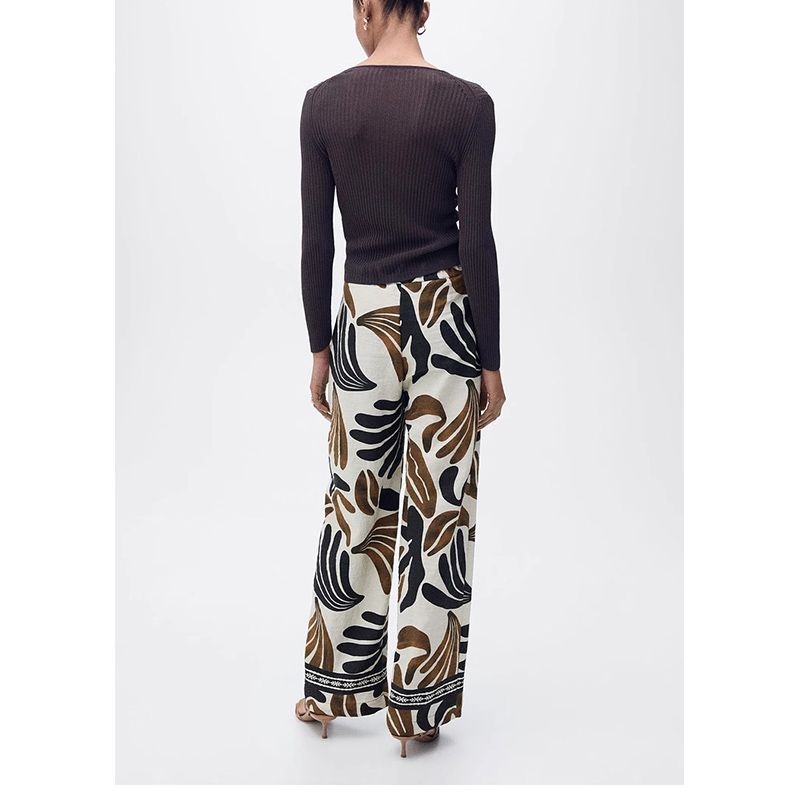 Summer New Arrival Women's Mid-Waist Vacation Travel Retro Print Casual Long Wide-Leg Pants 87027176