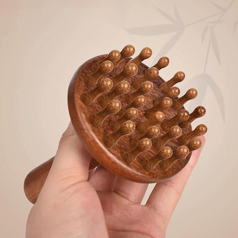 Multi-Functional Wood Therapy Massage Comb Scalp Head Massager Natural Wood Circular Tooth Guasha Scraping Body Massager