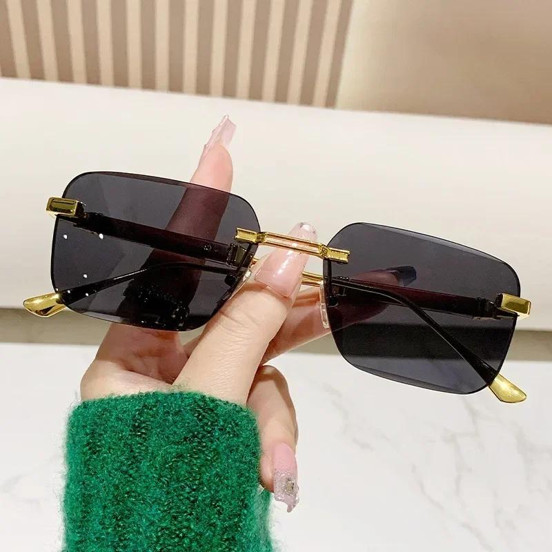 Small Square Luxurious Sunglasses Women Men Brand Designer Fashion Sun Glasses Female Male Casual Rimless