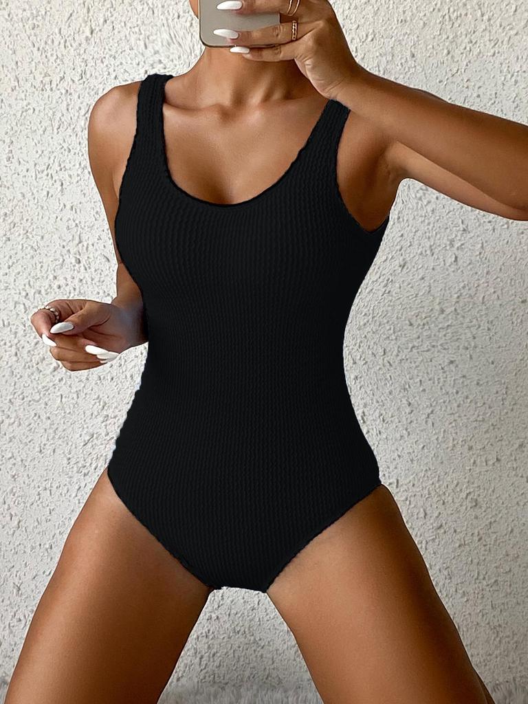 2024 European & American Multi-Color Candy One-Piece Women's Swimsuit In New Wrinkled Fabric