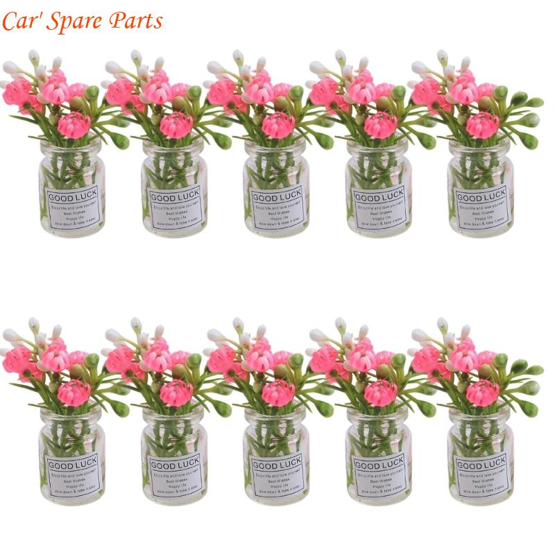 Y4UA Miniature Potted Flowers Ornament Car Dashboard Center Console Mount Greenery Decoration Glow Small Figurines Decors