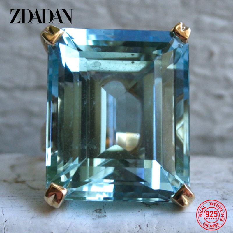 

925 Sterling Silver Aquamarine Gemstone Ring for Women Fashion Party Jewelry Gifts Wholesale 6