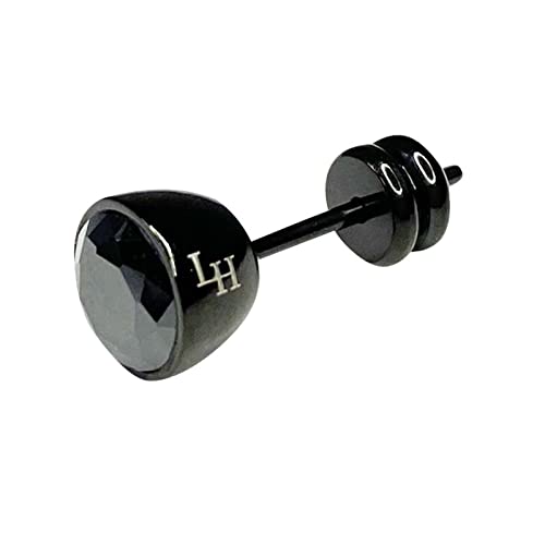 

Lion Heart Men s Black Cubic Zirconia Single Stud Earring, Gift Wrapped, Single Earring, Includes Custom-Made Pouch, Black.