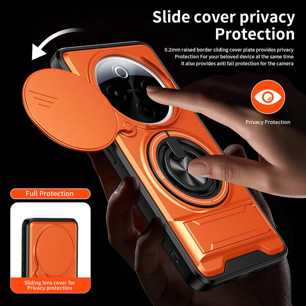 KEYSION Magnetic Phone Case for IQOO Z10 5G Slide Camera Protection Upright Kickstand 360° Ring Shockproof Cover for IQOO Z10