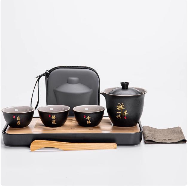 Travel Tea Set Quick Cup Portable Camping Outdoor Travel Brewing Tea Cup One Pot Three Cups Teapot