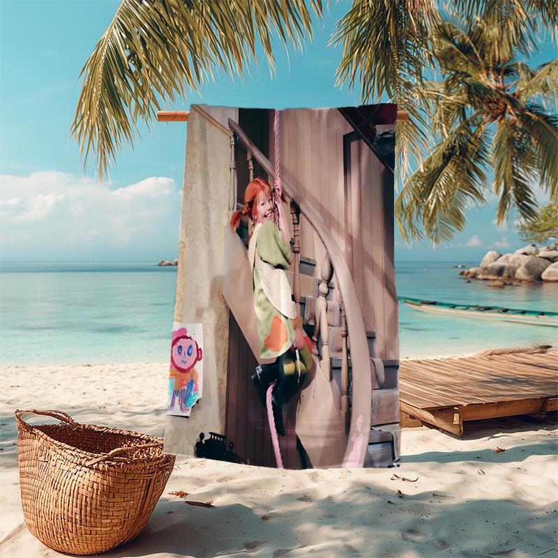 1 pièce Serviette de Plage Aventure de Pippi Serviette de Plage Microfibre Fine Absorbante Pour Plage Natation Yoga Bain Sports 0917274
