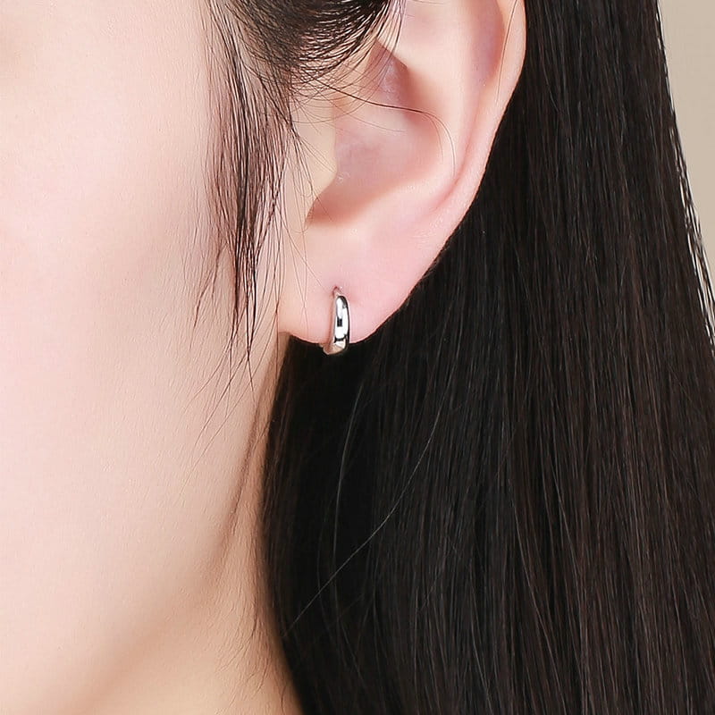 Silver Earrings, Small Hoops, Clasps, 925 Silver