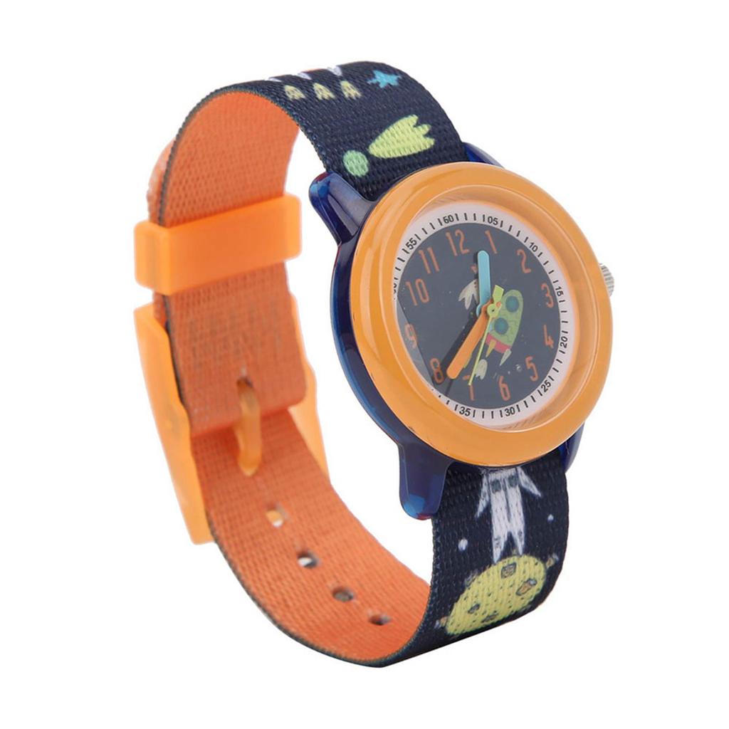 Children Watch Cartoon Pattern Waterproof Ribbon Strap Quartz Children WatchOrange