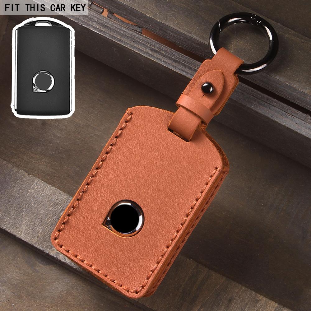 

Leather Car Key Bag Case Cover for Volvo S60 S90 XC40 XC60 XC90 V60 V90 T6 T8 Auto Key Shell помаранчевий
