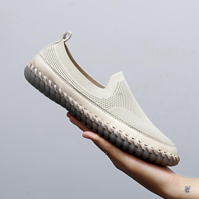 Women's Handmade Mesh Sneakers Slip On Loafers Breathable Casual Shoes Flats Summer