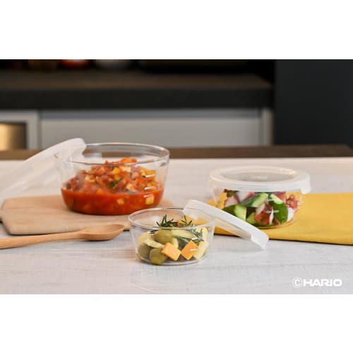 Hario heat-resistant glass storage container round 300ml MST-30-TW set of 6