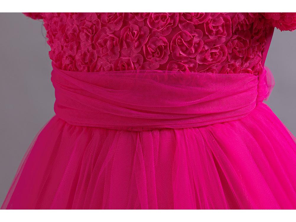 Flickors prinsessklänning med släp för högtider, fester och föreställningar