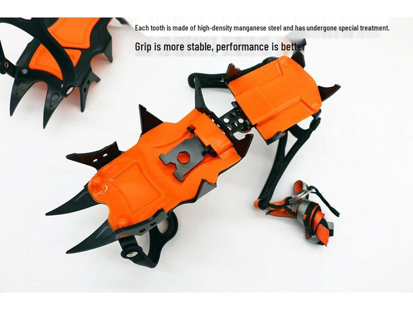 12-Tooth Ice Cleats: Anti-Slip Covers for Snow, Ice Climbing, Hiking & Mountaineering