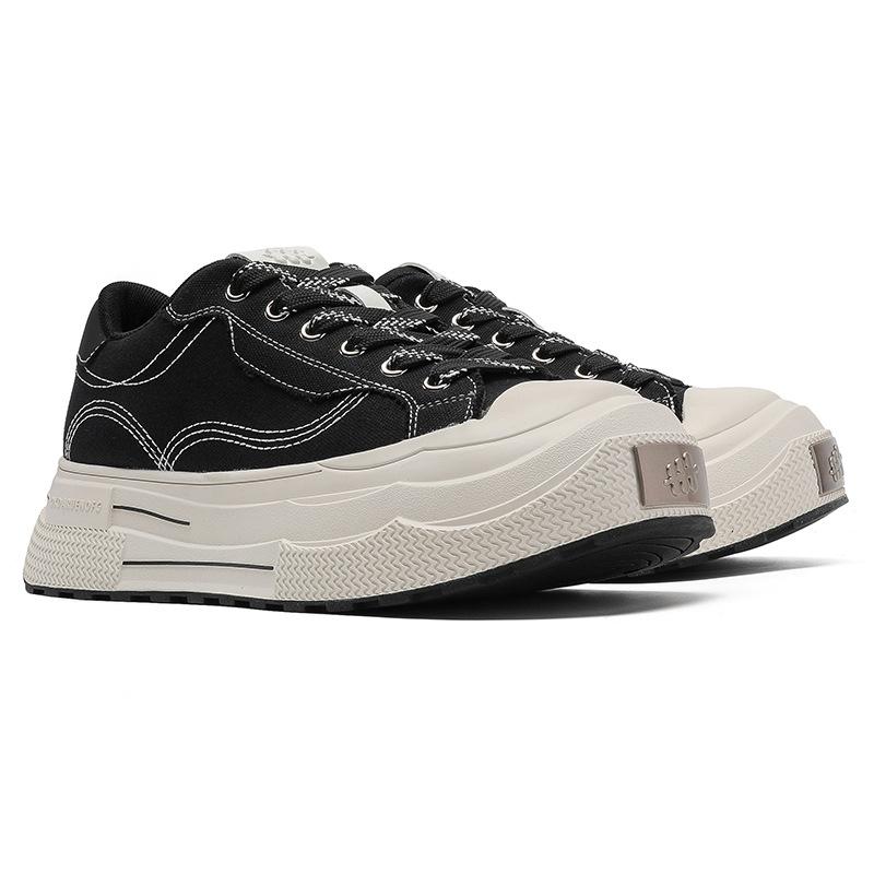 58151 Ensemble Platform Canvas Shoes for Men and Women Couples with a Height of 5 Cm, Summer Casual Board Shoes, Niche Guochao Shoes