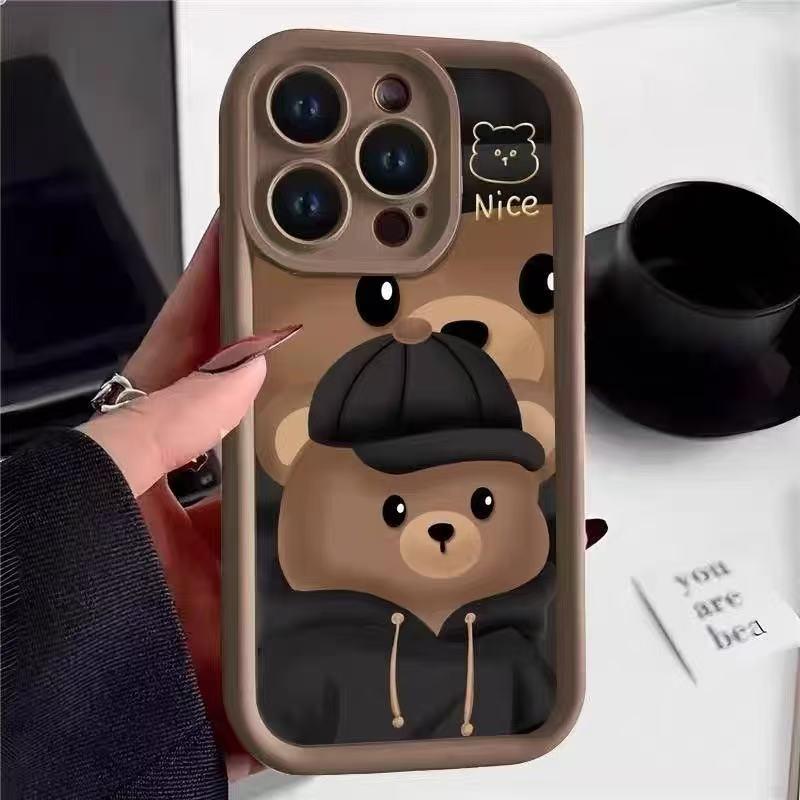 Custodia per telefono a prova di caduta con orsetto marrone per iPhone 17, 16 Pro Max, 15 Pro, 14 e 13