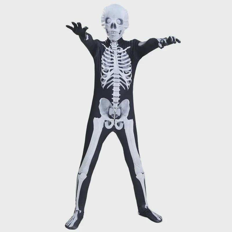 Halloween Skeleton Jumpsuit: Cosplay & Party Costume for Kids and Adults
