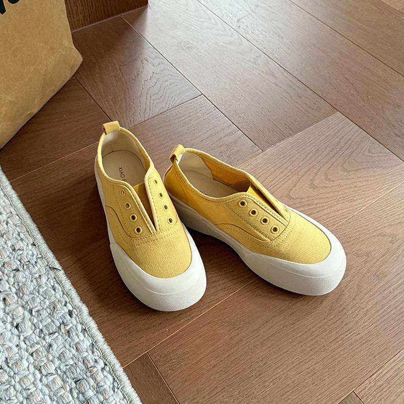 

Low-top canvas shoes for women s new summer lazy one-pedal shoes versatile platform casual board shoes for women 35