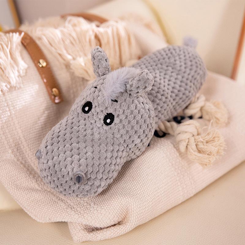 

Bite Resistant Rabbit Fur Plush Dog Toy Durable Linen Squeaky Toy for Puppies Medium Dogs with Soft Burlap and Rabbit Hair