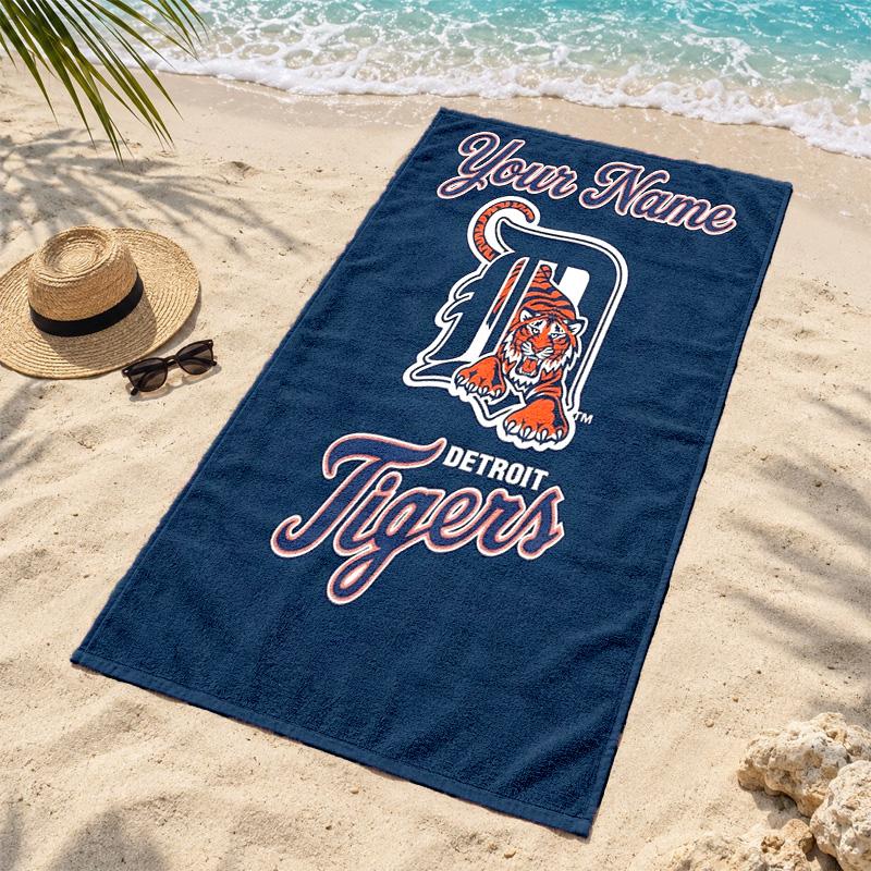 Detroit Tigers Custom Name Beach Towels Also Serve As Bath Towels Summer Essential a Musthave for the Outdoors the Beach and the Pool