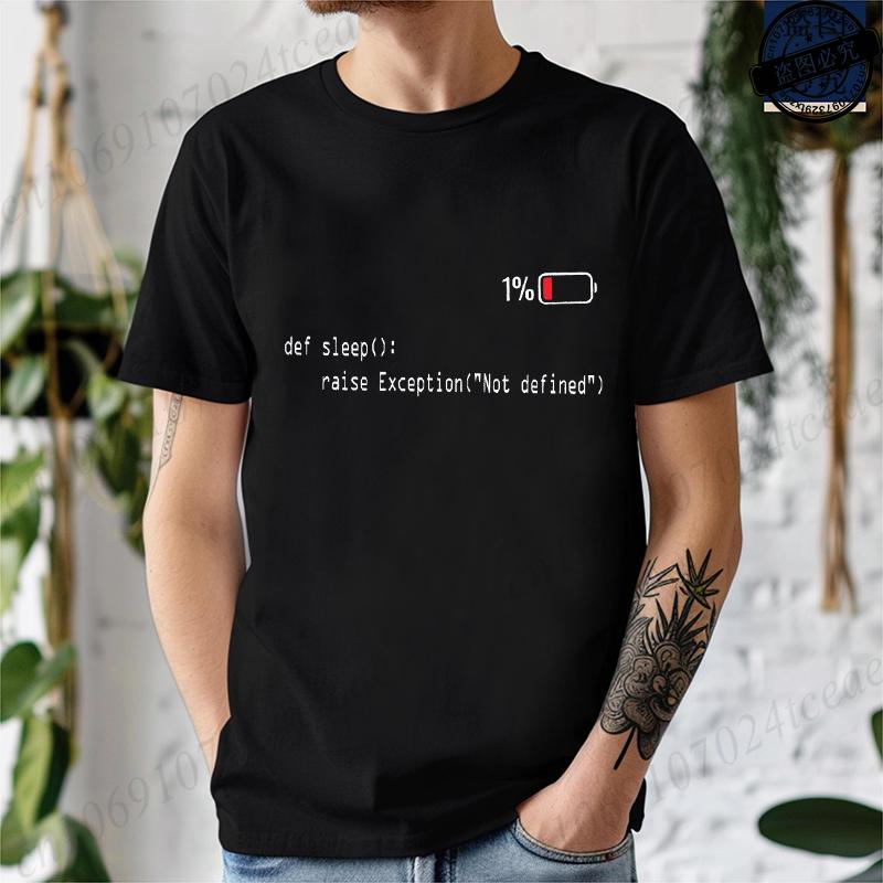 

Low Battery Programmer Shirt for Men Clothing Funny Coding Humor Tee Shirts Short Sleeve Mens Fashion Clothing Unisex TShirts 3XL