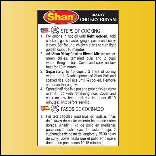 Shan Spice Mix For Malay Chicken Biryani Masala, 60 g, 8 Pack