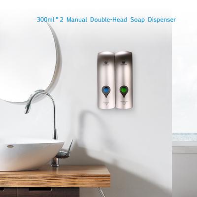 CHUANGDIAN 300ml*2 Wall Mounted Double-Head Manual Soap Dispenser Shower Gel Liquid Shampoo