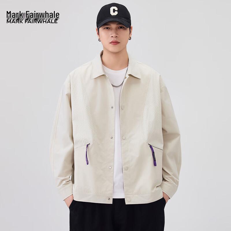 Mark Fairwhale Men's Casual Loose Fit Long Sleeve Lapel Shirt