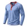 Men's Henley Long Sleeve T Shirt Raglan Color Contrast Stitching Button Placket Solid Casual Pullover Tops Spring Autumn Daily Tees